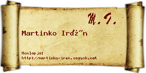 Martinko Irén névjegykártya